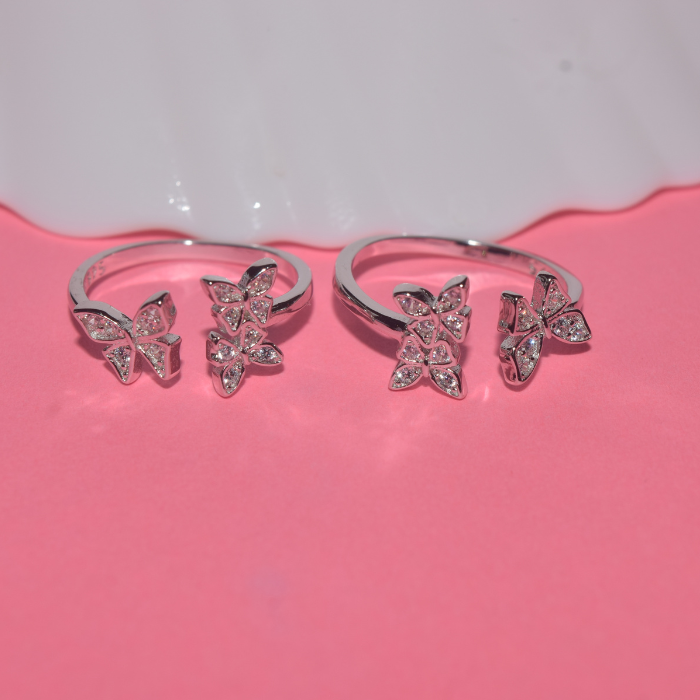 Adjustable Butterfly Silver toe ring