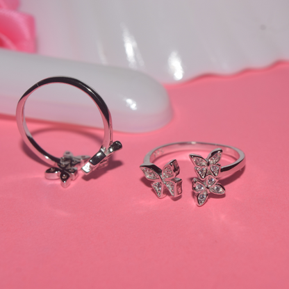 Adjustable Butterfly Silver toe ring