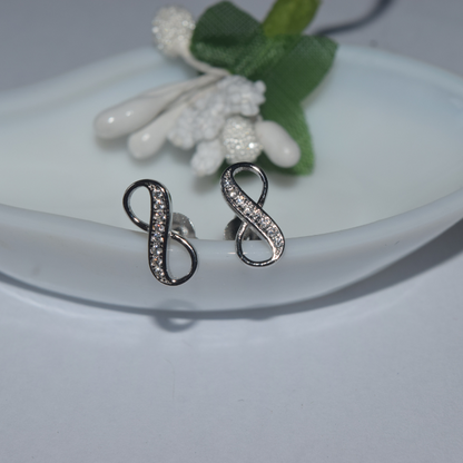 Silver Infinity Zircons Earrings