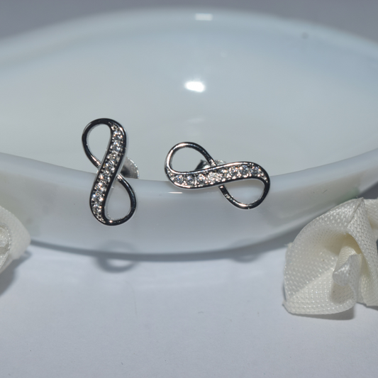 Silver Infinity Zircons Earrings