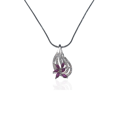 Silver Petal Sea Wave Pendant Necklace with Matching Earrings Set