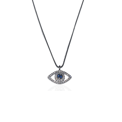 Silver Evil Eye Zircon Studded Necklace