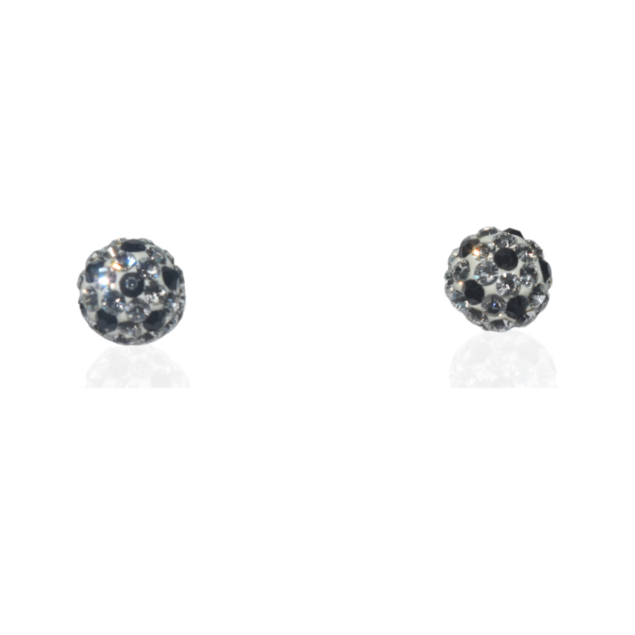 Silver Black and White Zircons Earrings