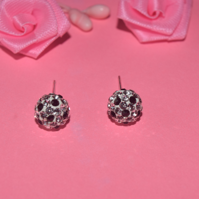 Silver Black and White Zircons Earrings