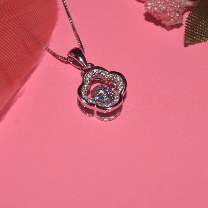 Silver Dazzling Dancing Diamond Necklace