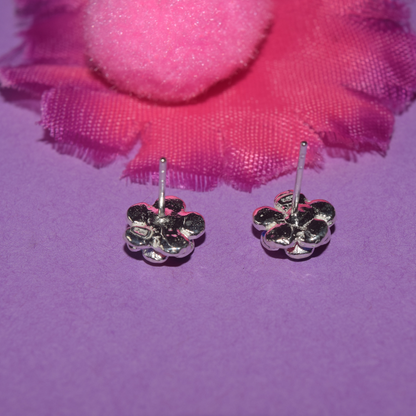 Silver Multicolor Blooming Flower Earrings