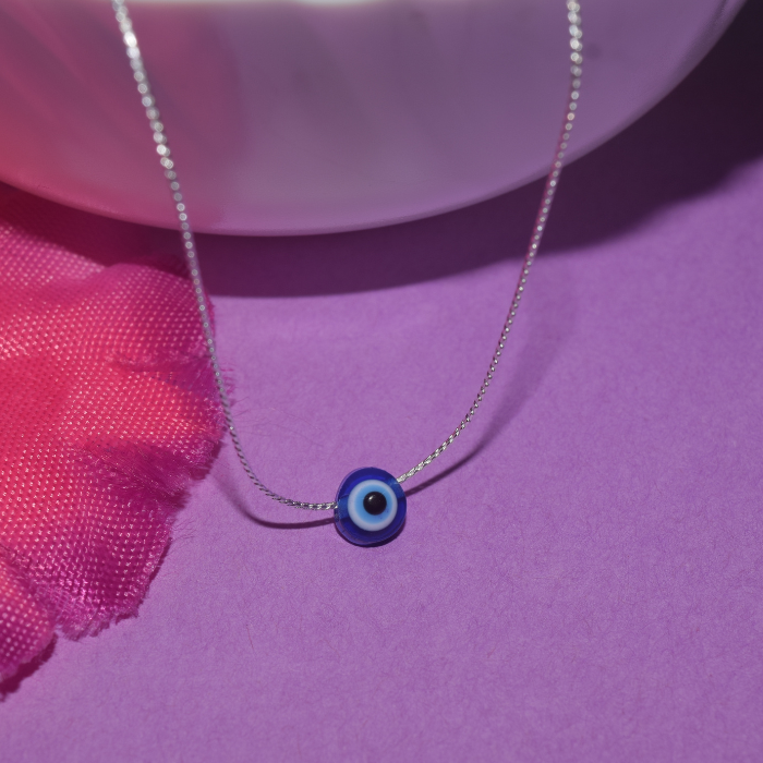 Silver Single Evil Eye Necklace