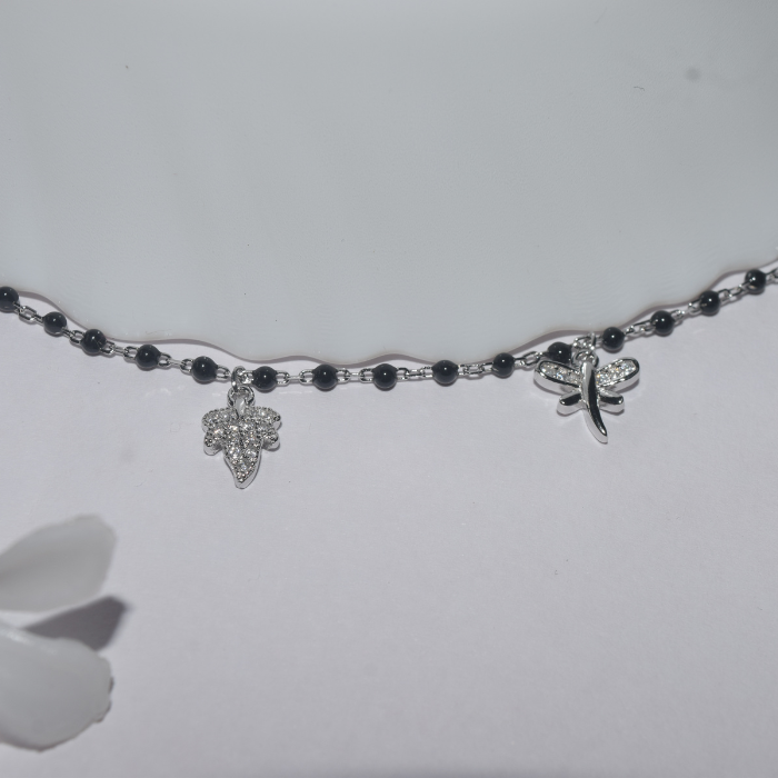 Silver Leafy Drop links Bracelet