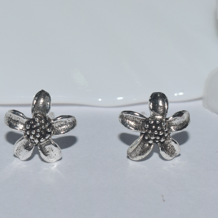 Silver Floral Dual Design Detachable Earrings