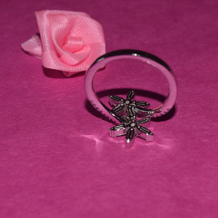 Silver Twin Blooming Flower Ring