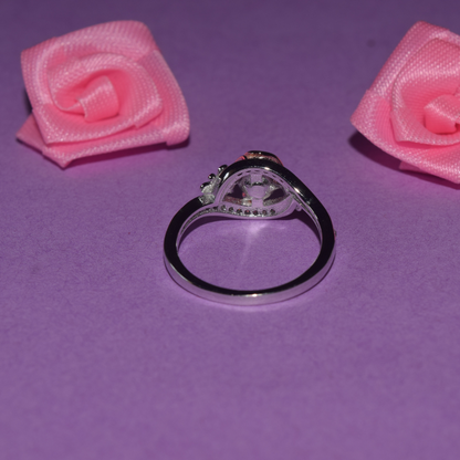 Silver Rose with Butterfly Ring