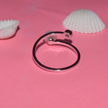 Silver Pearl and Stone Adjustable Ring