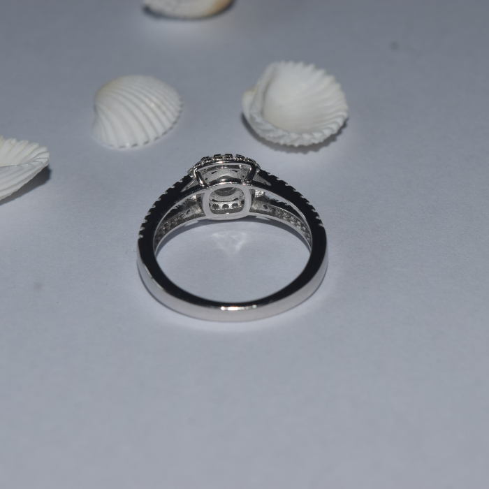 Silver Solitaire Studded Ring