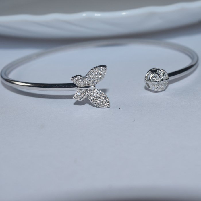 Silver Butterfly Slander Adjustable Bracelet