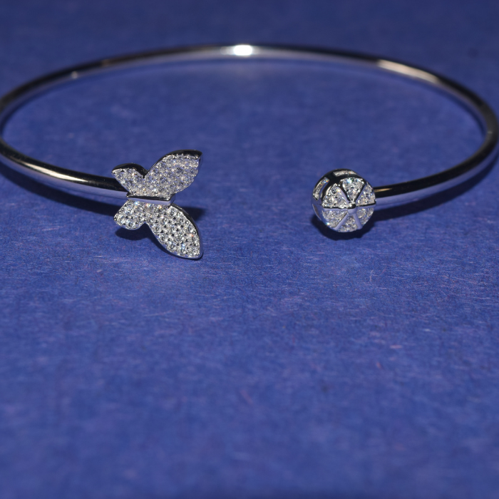 Silver Butterfly Slander Adjustable Bracelet