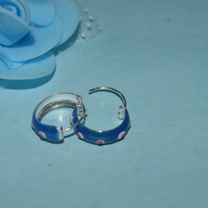 Silver Blue Full Hoop Earrings