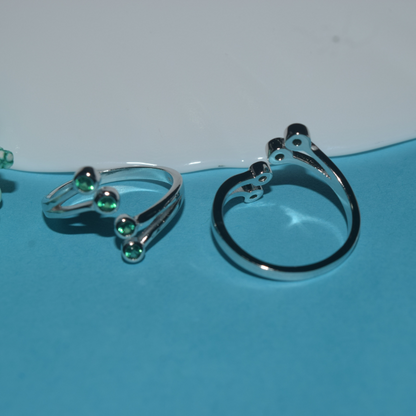 Tiny Green Stone Silver Adjustable toe ring