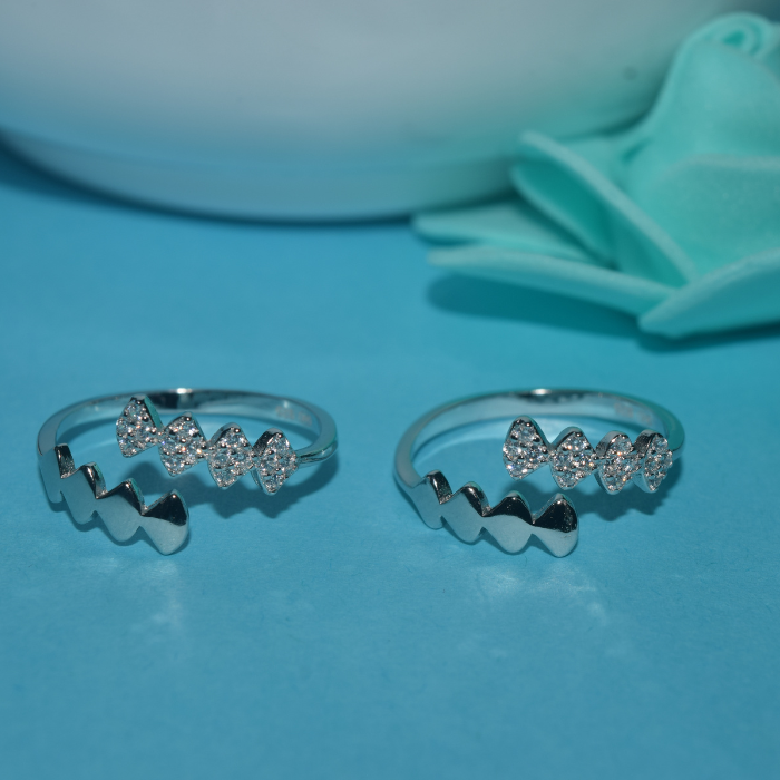 Siver Waves Rhodium toe ring