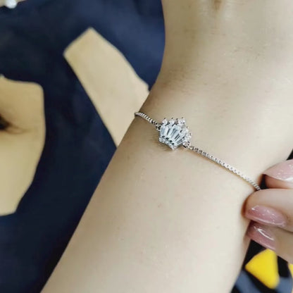 Silver Crystal Crown Bracelet