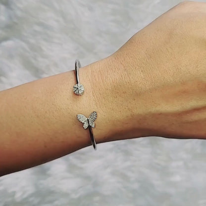 Silver Butterfly Slander Adjustable Bracelet